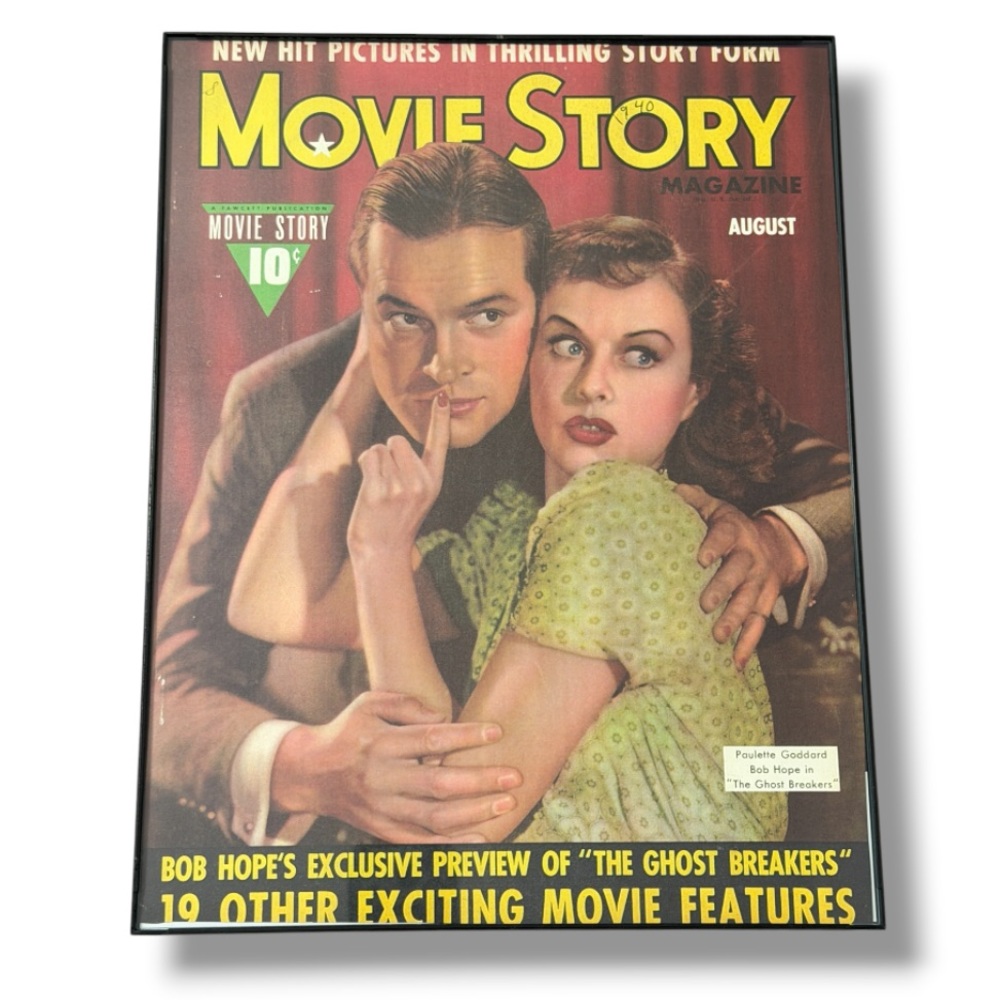 1940 Vintage Framed Wall Art Bob Hope Paulette Goddard Movie Story Poster Cover